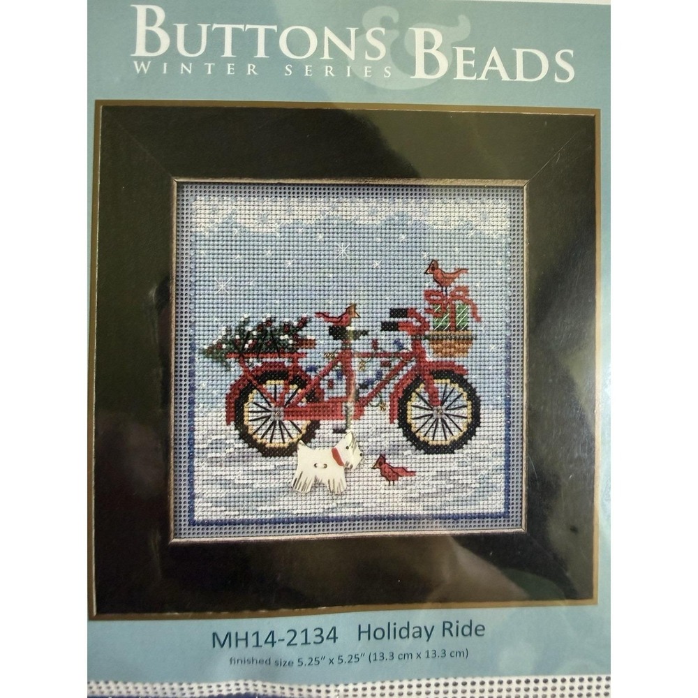 Mill Hill Buttons & Beads Winter Series Kit Holiday Ride w‎ Ceramic Dog Button